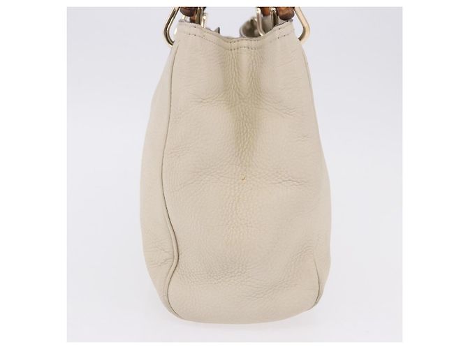 Borsa a mano GUCCI Bamboo in pelle Bianco Oro 336032 Auth hk4056 D'oro - vista 3