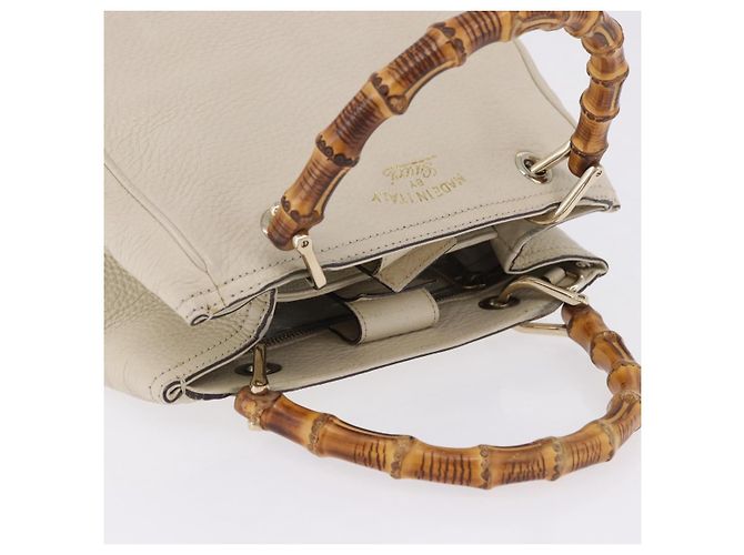 Borsa a mano GUCCI Bamboo in pelle Bianco Oro 336032 Auth hk4056 D'oro - vista 7