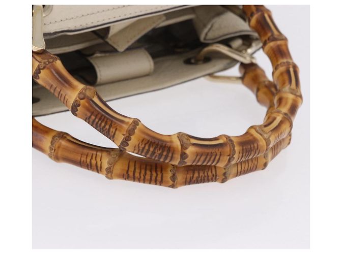 Borsa a mano GUCCI Bamboo in pelle Bianco Oro 336032 Auth hk4056 D'oro - vista 8