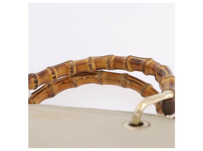 Borsa a mano GUCCI Bamboo in pelle Bianco Oro 336032 Auth hk4056 D'oro - vista 9