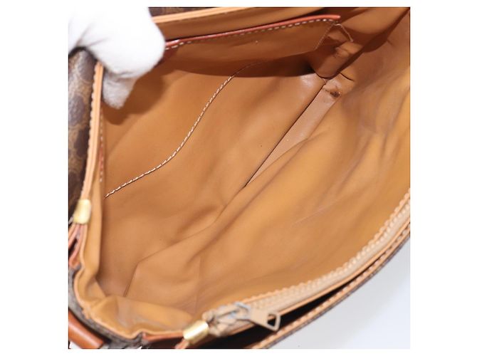 Céline Borsa a tracolla CELINE Macadam PVC Pelle Marrone Tono Oro Auth BA15489 - vista 10