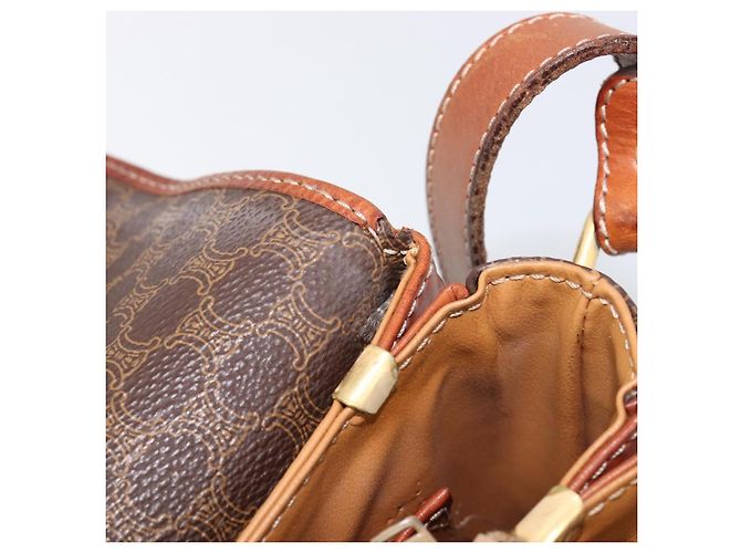 Céline Borsa a tracolla CELINE Macadam PVC Pelle Marrone Tono Oro Auth BA15489 - vista 11