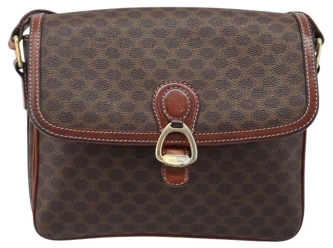Céline Borsa a tracolla CELINE Macadam PVC Pelle Marrone Tono Oro Auth BA15489 - vista 13