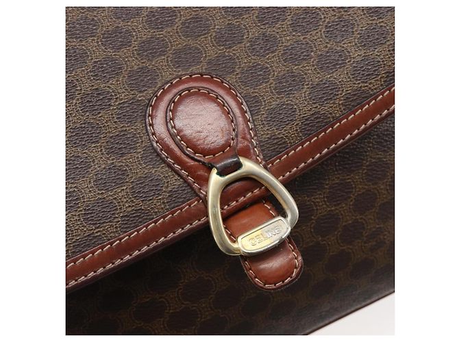 Céline Borsa a tracolla CELINE Macadam PVC Pelle Marrone Tono Oro Auth BA15489 - vista 17