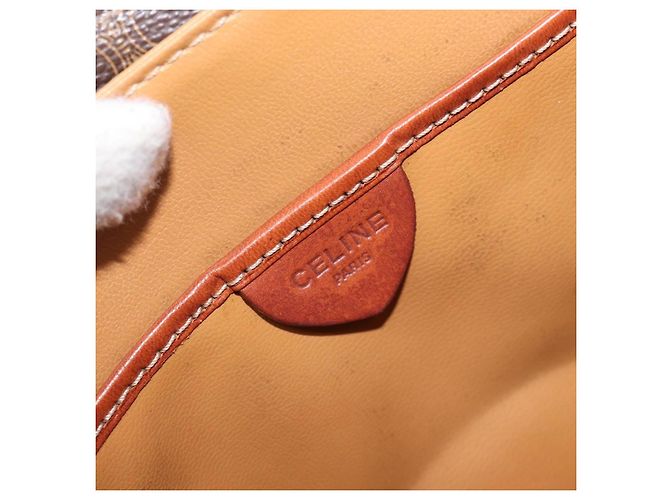 Céline Borsa a tracolla CELINE Macadam PVC Pelle Marrone Tono Oro Auth BA15489 - vista 19