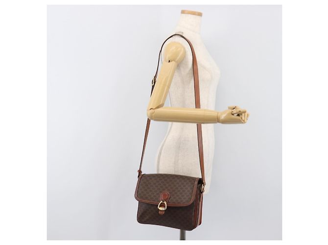 Céline Borsa a tracolla CELINE Macadam PVC Pelle Marrone Tono Oro Auth BA15489 - vista 28