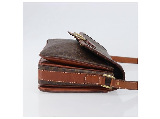 Céline Borsa a tracolla CELINE Macadam PVC Pelle Marrone Tono Oro Auth BA15489 - vista 3
