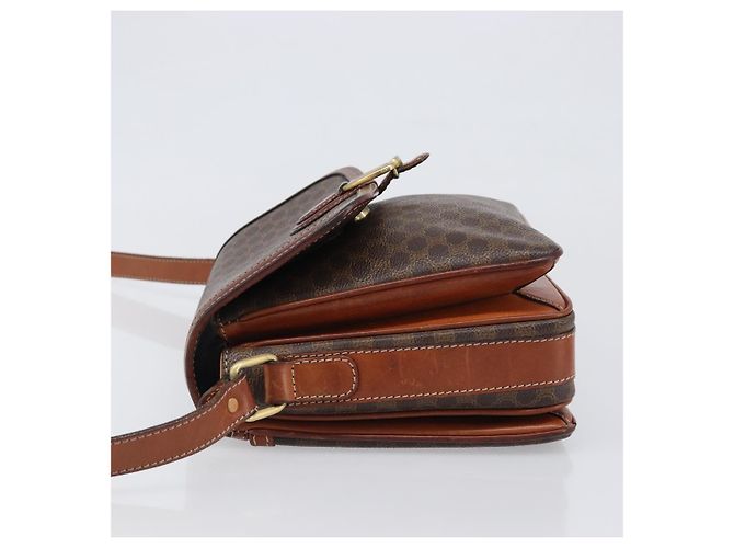 Céline Borsa a tracolla CELINE Macadam PVC Pelle Marrone Tono Oro Auth BA15489 - vista 4