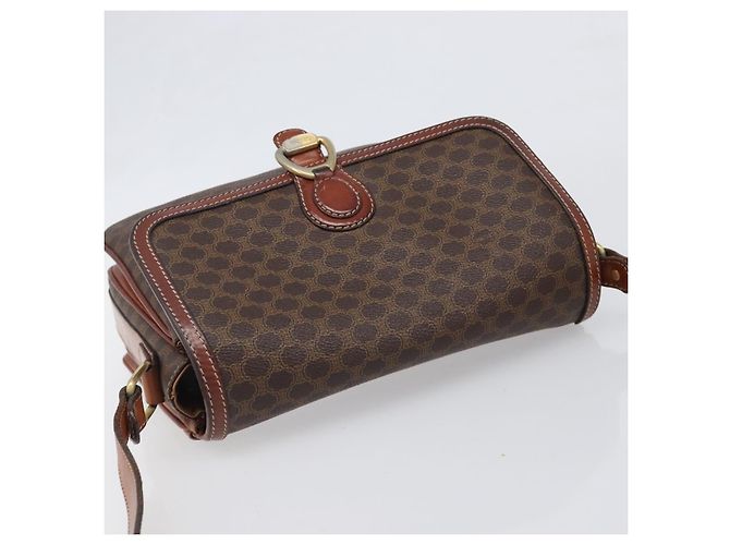 Céline Borsa a tracolla CELINE Macadam PVC Pelle Marrone Tono Oro Auth BA15489 - vista 6