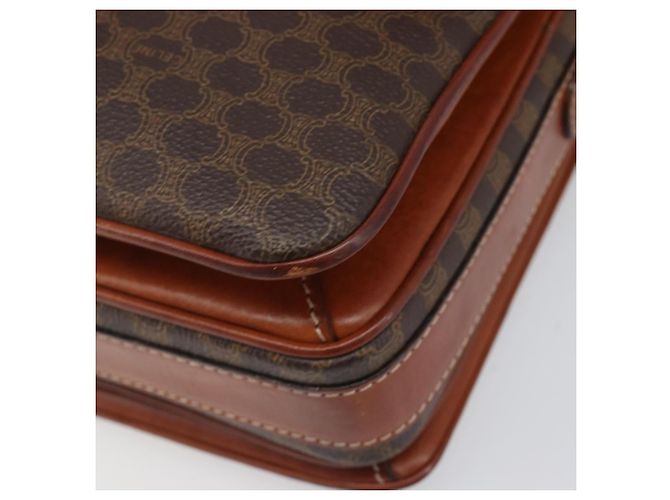 Céline Borsa a tracolla CELINE Macadam PVC Pelle Marrone Tono Oro Auth BA15489 - vista 9