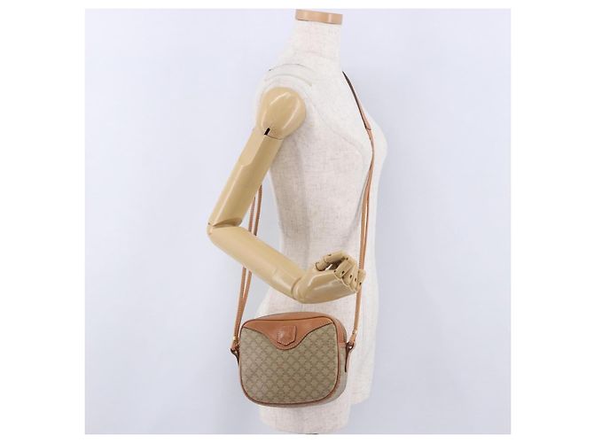 Céline Borsa a tracolla CELINE Macadam PVC Pelle Beige Tono Oro Auth 202226 - vista 22