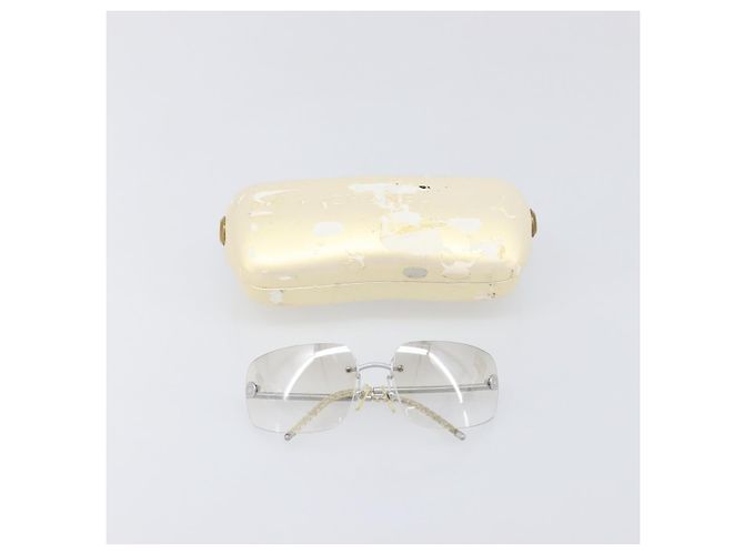 CHANEL Randlose Sonnenbrille Metall Silber CC Auth BA15458 - Ansicht 12
