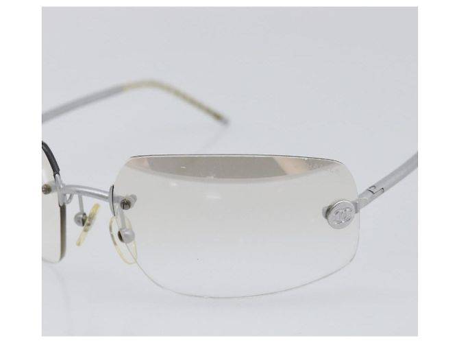 CHANEL Randlose Sonnenbrille Metall Silber CC Auth BA15458 - Ansicht 7