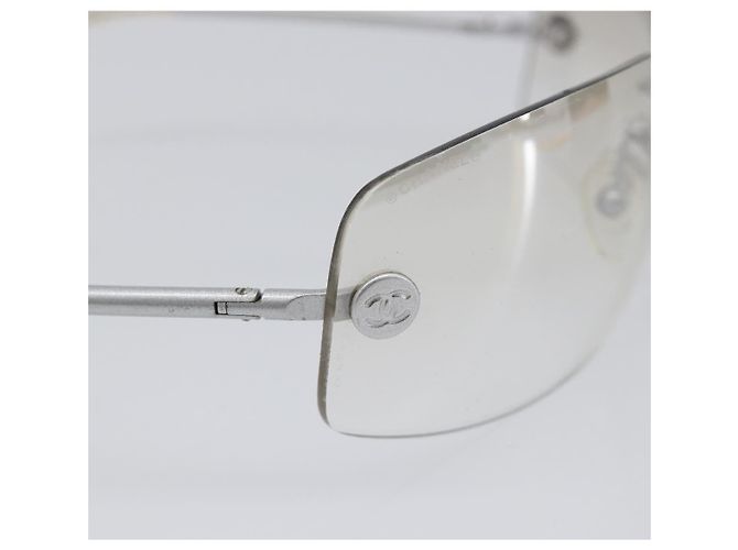 CHANEL Randlose Sonnenbrille Metall Silber CC Auth BA15458 - Ansicht 9