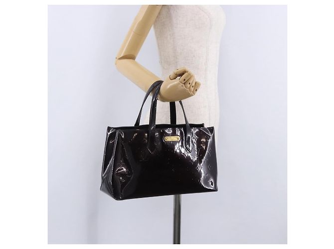 LOUIS VUITTON Monogram Vernis Wilshire PM Hand Bag Amarante M93641 Auth 200333 Bordò - vista 25