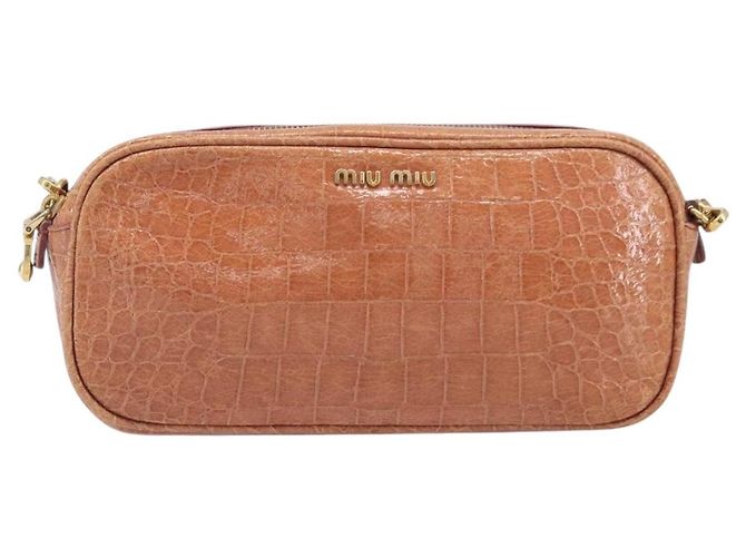 Borsa a tracolla Miu Miu in pelle goffrata marrone oro Auth 199420A D'oro - vista 13