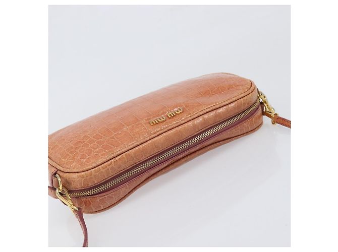 Borsa a tracolla Miu Miu in pelle goffrata marrone oro Auth 199420A D'oro - vista 6