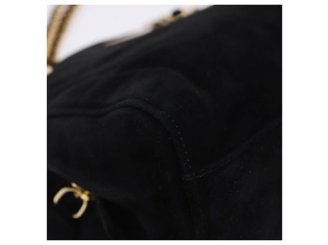 Borsa a tracolla con catena PRADA in camoscio nero e oro Auth yk20760V D'oro - vista 14