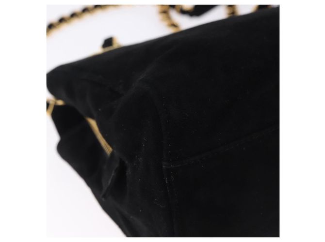 Borsa a tracolla con catena PRADA in camoscio nero e oro Auth yk20760V D'oro - vista 16