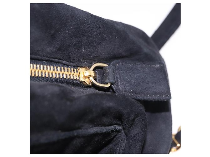 Borsa a tracolla con catena PRADA in camoscio nero e oro Auth yk20760V D'oro - vista 24
