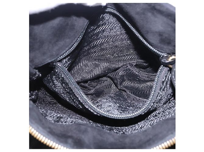 Borsa a tracolla con catena PRADA in camoscio nero e oro Auth yk20760V D'oro - vista 27