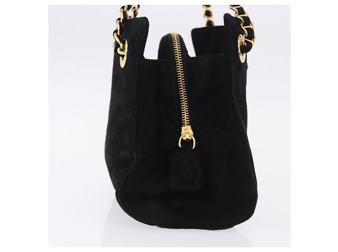 Borsa a tracolla con catena PRADA in camoscio nero e oro Auth yk20760V D'oro - vista 4