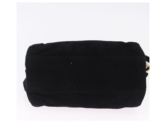 Borsa a tracolla con catena PRADA in camoscio nero e oro Auth yk20760V D'oro - vista 5