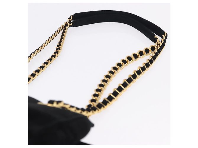 Borsa a tracolla con catena PRADA in camoscio nero e oro Auth yk20760V D'oro - vista 8