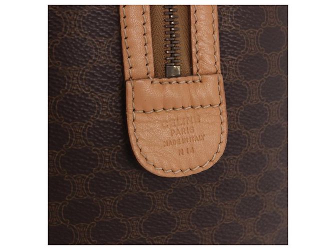 Edge Céline Borsa a mano CELINE Macadam Canvas PVC Leather 2way Brown Gold Auth 199479V Marrone D'oro - vista 11
