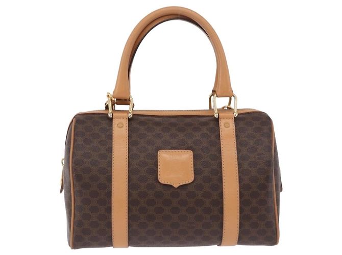 Edge Céline Borsa a mano CELINE Macadam Canvas PVC Leather 2way Brown Gold Auth 199479V Marrone D'oro - vista 13