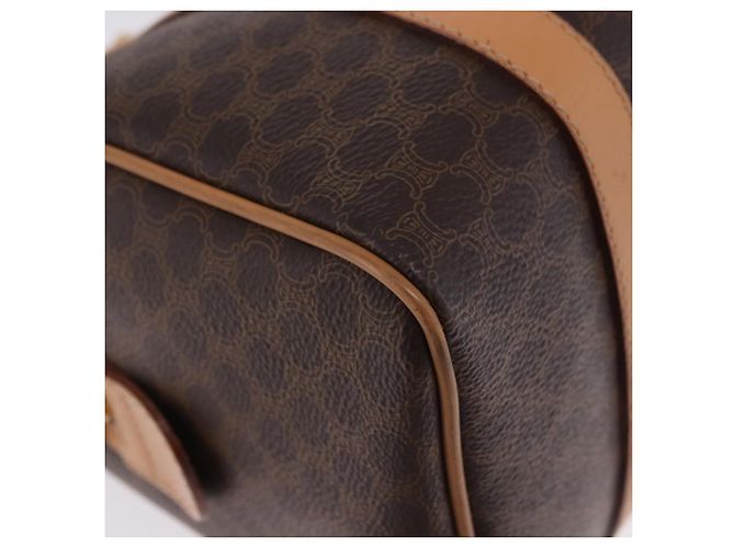 Edge Céline Borsa a mano CELINE Macadam Canvas PVC Leather 2way Brown Gold Auth 199479V Marrone D'oro - vista 16