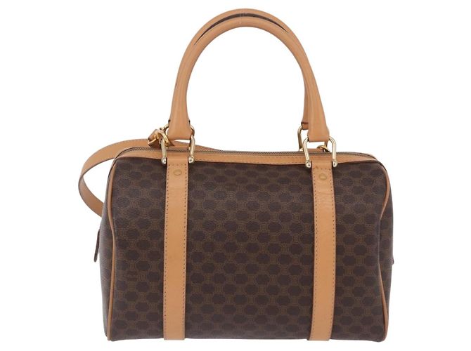 Edge Céline Borsa a mano CELINE Macadam Canvas PVC Leather 2way Brown Gold Auth 199479V Marrone D'oro - vista 2