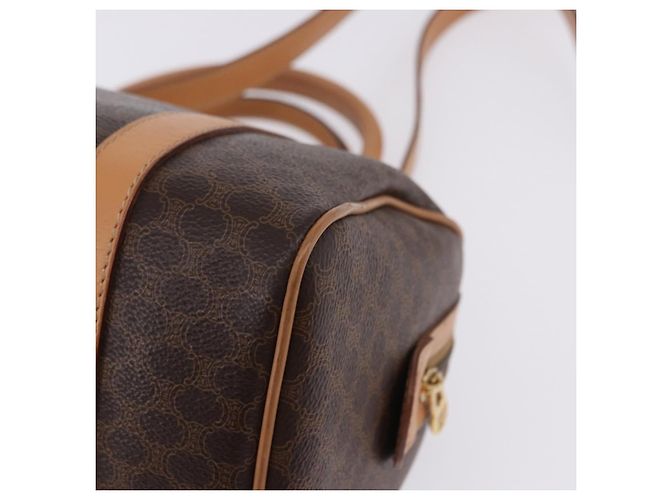 Edge Céline Borsa a mano CELINE Macadam Canvas PVC Leather 2way Brown Gold Auth 199479V Marrone D'oro - vista 9