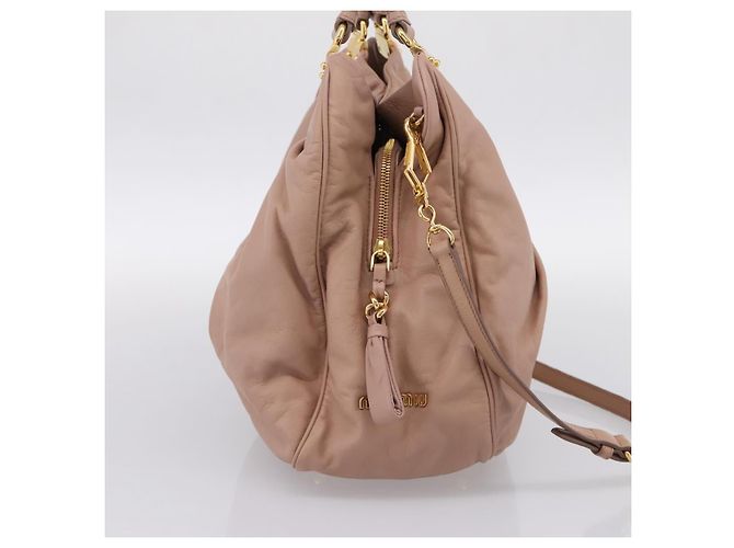 Miu Miu Handtasche Leder 2way Rosa Gold Auth 202002V Pink Golden - Ansicht 3
