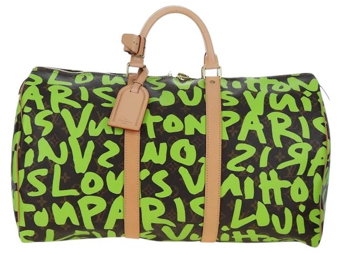 LOUIS VUITTON Graffiti Keepall 50 Boston Bag Vert M93700 LV Auth yk20877SM Verde chiaro Monogramma - vista 13