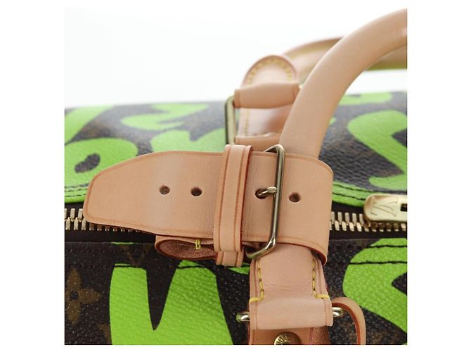 LOUIS VUITTON Graffiti Keepall 50 Boston Bag Vert M93700 LV Auth yk20877SM Verde chiaro Monogramma - vista 19