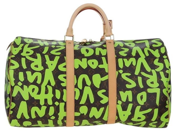 LOUIS VUITTON Graffiti Keepall 50 Boston Bag Vert M93700 LV Auth yk20877SM Verde chiaro Monogramma - vista 2
