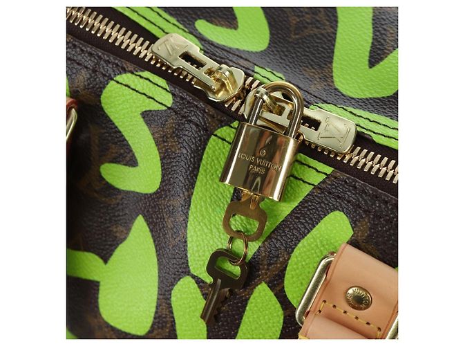 LOUIS VUITTON Graffiti Keepall 50 Boston Bag Vert M93700 LV Auth yk20877SM Verde chiaro Monogramma - vista 20