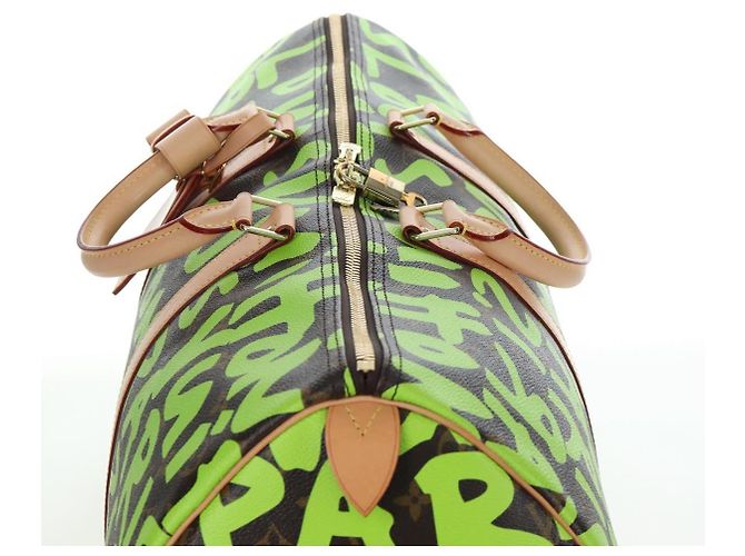 LOUIS VUITTON Graffiti Keepall 50 Boston Bag Vert M93700 LV Auth yk20877SM Verde chiaro Monogramma - vista 6