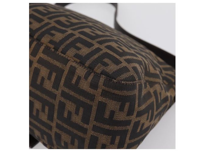 Borsa a tracolla FENDI Zucca Canvas Mamma Baguette Marrone Argento Auth 199802V - vista 15