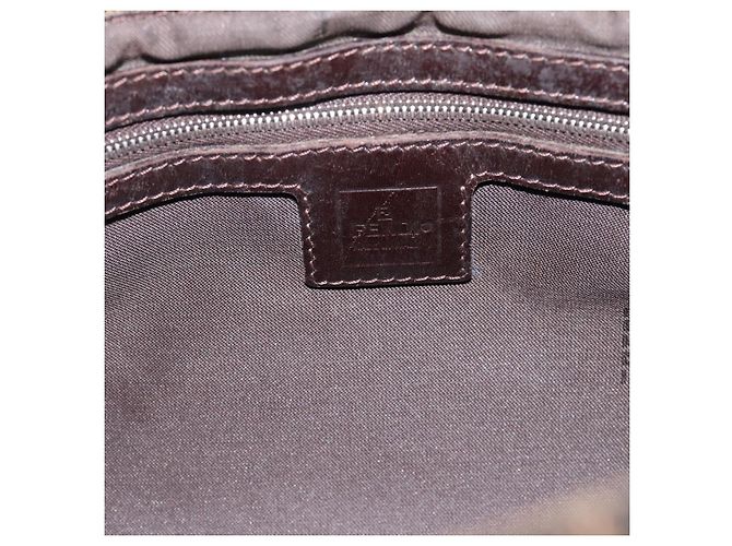Borsa a tracolla FENDI Zucca Canvas Mamma Baguette Marrone Argento Auth 199802V - vista 18