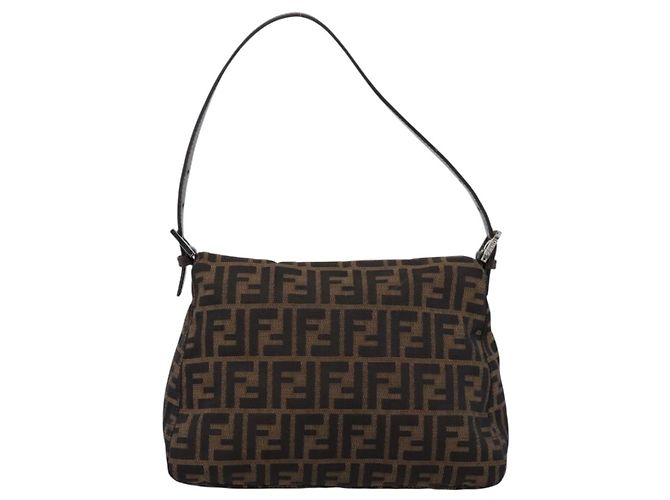 Borsa a tracolla FENDI Zucca Canvas Mamma Baguette Marrone Argento Auth 199802V - vista 2