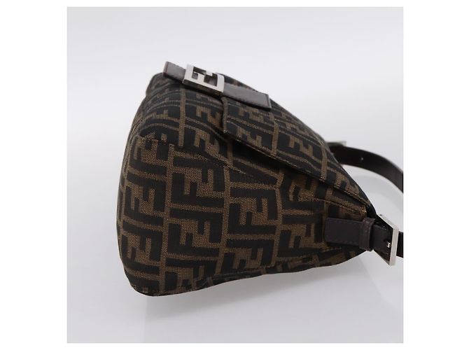 Borsa a tracolla FENDI Zucca Canvas Mamma Baguette Marrone Argento Auth 199802V - vista 4