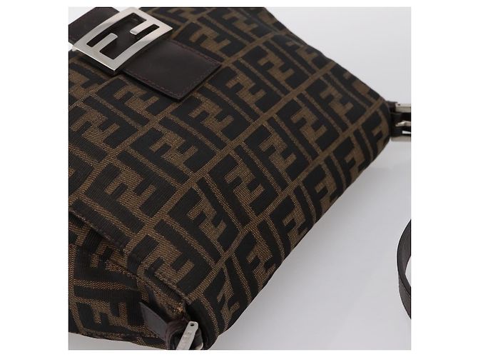 Borsa a tracolla FENDI Zucca Canvas Mamma Baguette Marrone Argento Auth 199802V - vista 6