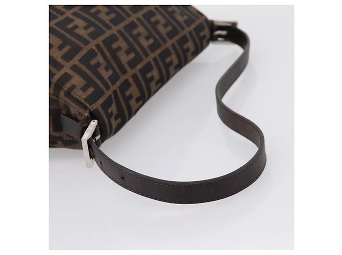Borsa a tracolla FENDI Zucca Canvas Mamma Baguette Marrone Argento Auth 199802V - vista 7