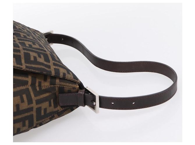 Borsa a tracolla FENDI Zucca Canvas Mamma Baguette Marrone Argento Auth 199802V - vista 8
