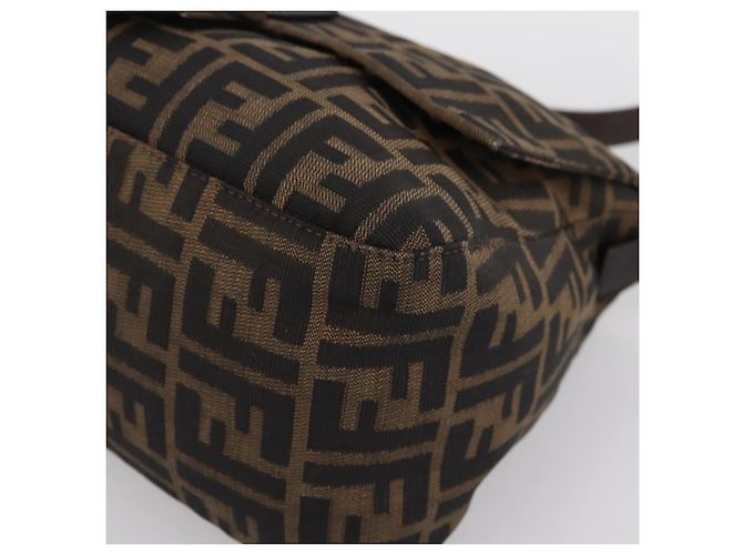 Borsa a tracolla FENDI Zucca Canvas Mamma Baguette Marrone Argento Auth 199802V - vista 9