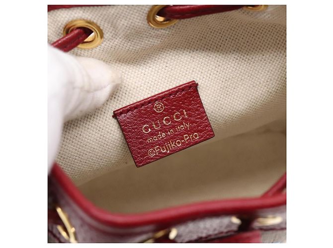 GUCCI Doraemon Micro GG Supreme Bag PVC Beige Gold 647801 Auth 201921SAM D'oro - vista 10