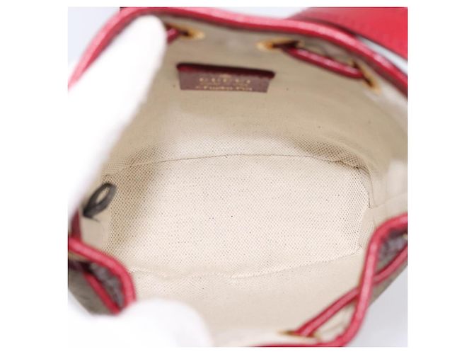 GUCCI Doraemon Micro GG Supreme Bag PVC Beige Gold 647801 Auth 201921SAM D'oro - vista 11