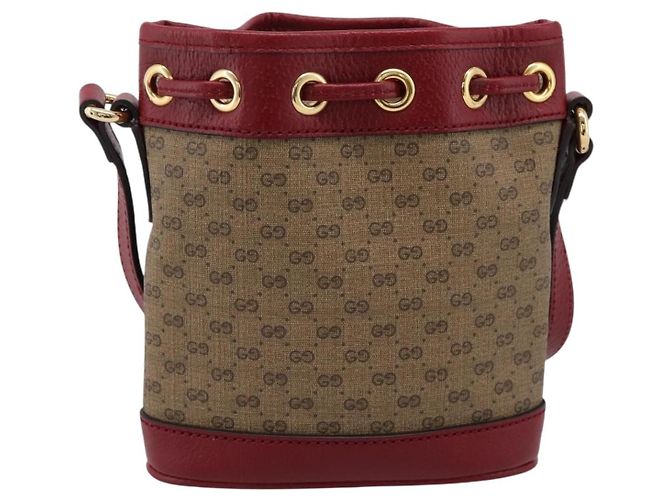 GUCCI Doraemon Micro GG Supreme Bag PVC Beige Gold 647801 Auth 201921SAM D'oro - vista 2